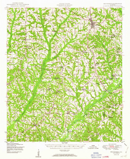 Brundidge, Alabama 1950 (1950) USGS Old Topo Map Reprint 15x15 AL Quad 305519