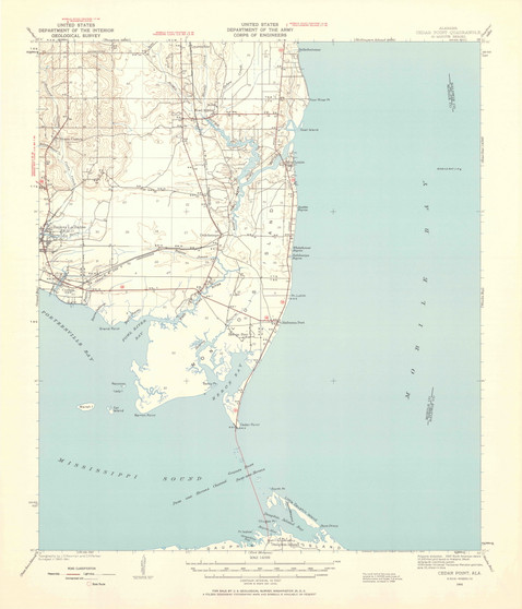 Cedar Point, Alabama 1941 (1959) USGS Old Topo Map Reprint 15x15 AL Quad 464328