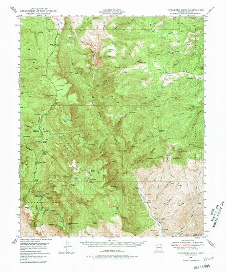 McFadden Peak, Arizona 1949 (1980) USGS Old Topo Map Reprint 15x15 AZ Quad 314790