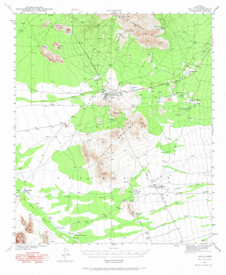 Sells, Arizona 1941 (1969) USGS Old Topo Map Reprint 15x15 AZ Quad 315019