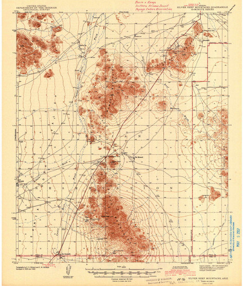 Silver Reef Mountains, Arizona 1942 (1942) USGS Old Topo Map Reprint 15x15 AZ Quad 704493