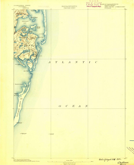 Chatham, Massachusetts 1888 (1888) USGS Old Topo Map Reprint 15x15 MA Quad 352552