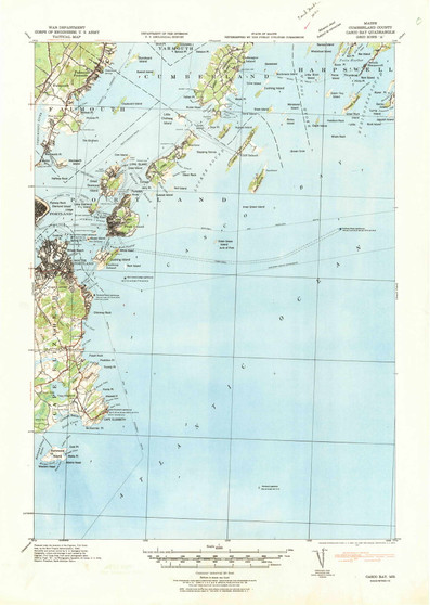 Casco Bay, Maine 1941 (1941) USGS Old Topo Map Reprint 15x15 ME Quad 460291