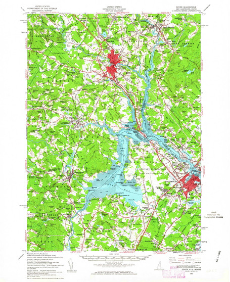 Dover, New Hampshire 1956 (1963) USGS Old Topo Map Reprint 15x15 ME Quad 330011