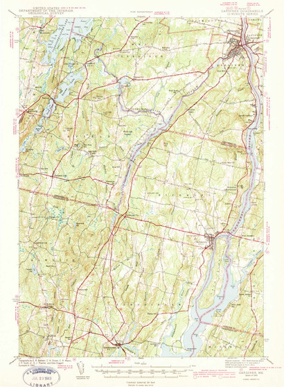Gardiner, Maine 1943 (1943) USGS Old Topo Map Reprint 15x15 ME Quad 460427