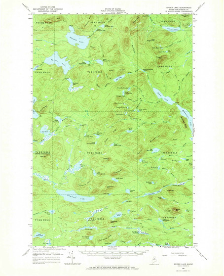 Spider Lake, Maine 1961 (1970) USGS Old Topo Map Reprint 15x15 ME Quad 460905
