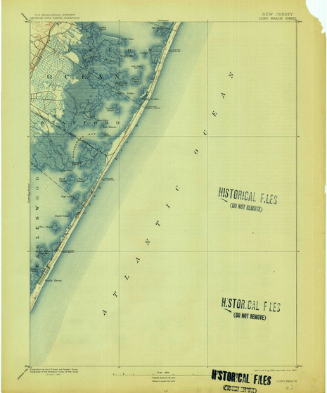 Long Beach, New Jersey 1893 (1913) USGS Old Topo Map 15x15 NJ Quad