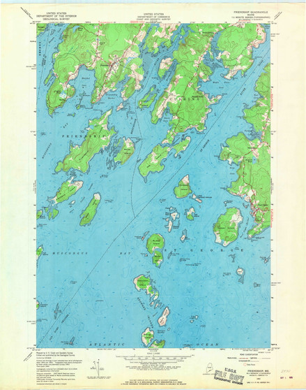 Friendship, Maine 1955 (1970) USGS Old Topo Map Reprint 7x7 ME Quad 806713