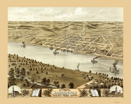 Washington, Missouri 1869 Bird's Eye View
