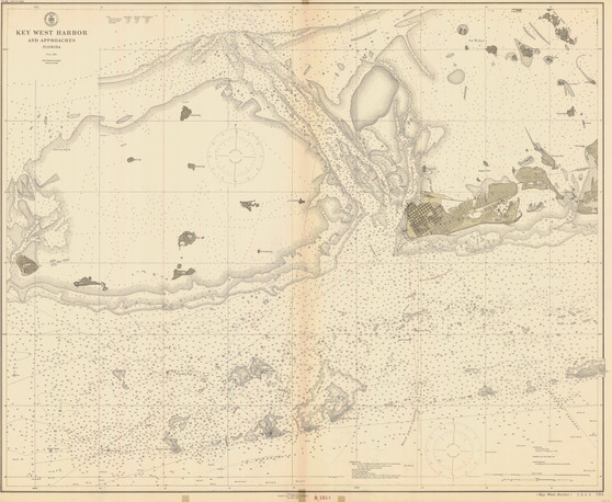 Key West Harbor and Approaches 1914 - Old Map Nautical Chart AC Harbors 584-11441 - Florida (East Coast)