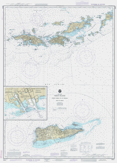 Virgin Gorda to St Thomas and St Croix 1990 - Old Map Nautical Chart AC Harbors 905 - Puerto Rico & Virgin Islands