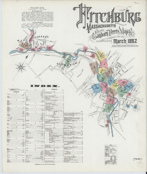Fitchburg, 1892 - Old Map Massachusetts Fire Insurance Index