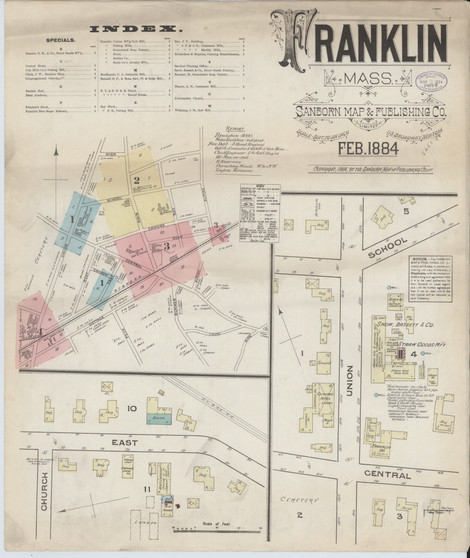 Franklin, 1884 - Old Map Massachusetts Fire Insurance Index