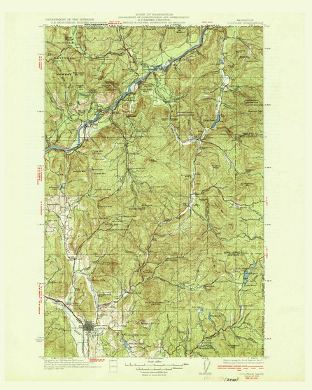 Colville, Washington 1933 (1933) USGS Old Topo Map Reprint 30x30 WA Quad 240617