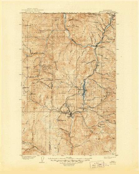 Republic, Washington 1904 (1944b) USGS Old Topo Map Reprint 30x30 WA Quad 243428