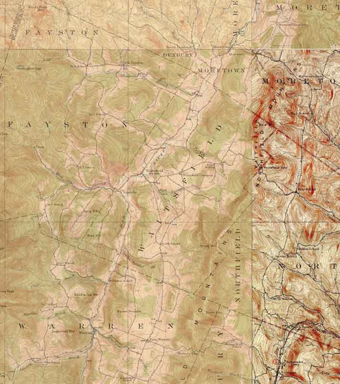 Waitsfield VT 1921 USGS Old Topo Map - Town Composite Washington Co.