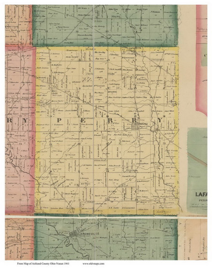 Perry, Ohio 1861 Old Town Map Custom Print - Ashland Co. (Nunan)