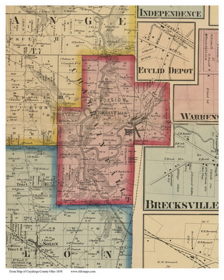 Chagrain Falls, Ohio 1858 - Copy C - Old Town Map Custom Print - Cuyahoga Co.