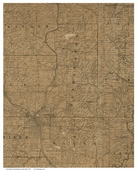 Washington, Ohio 1852 Old Town Map Custom Print - Muskingum Co.