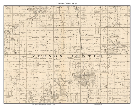 Vernon Center, Blue Earth Co. Minnesota 1879 Old Town Map Custom Print - Blue Earth Co.