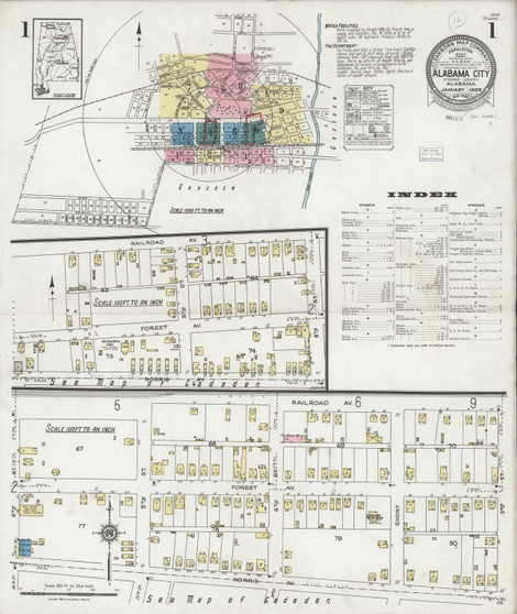 Alabama City, Alabama 1926 - Old Map Alabama Fire Insurance Index
