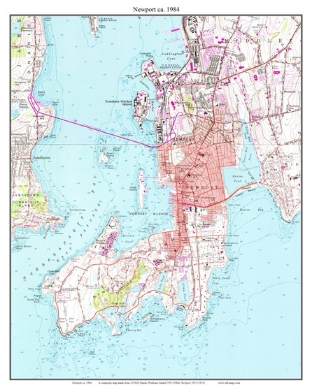 Newport 1984 - Custom USGS Old Topo Map - Rhode Island