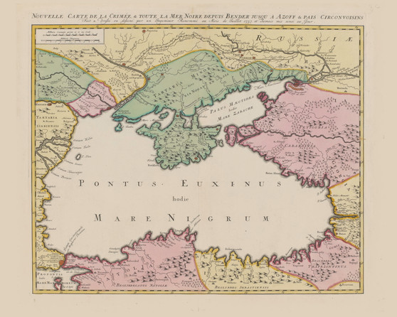 Black Sea - Ukraine 1737  - Old Map Reprint