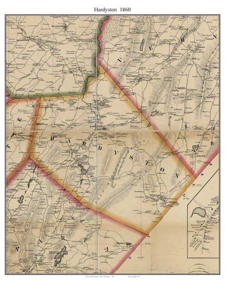 Hardyston, New Jersey 1860 Old Town Map Custom Print - Sussex Co.