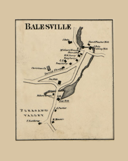Balesville Village Newton, New Jersey 1860 Old Town Map Custom Print - Sussex Co.