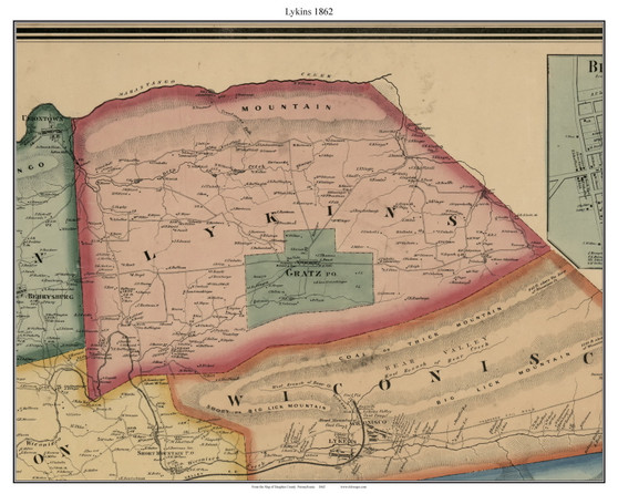 Lykins, Pennsylvania 1862 Old Town Map Custom Print - Dauphin Co.