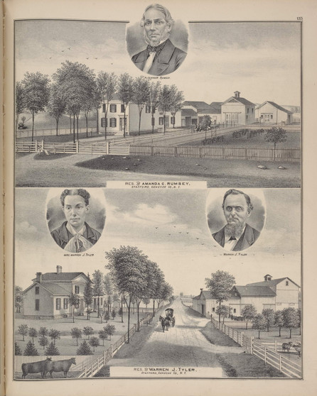 Residence of Amanda C. Rumsey #133 - New York 1876 - Old Town Map Reprint - Genesee Co. Atlas