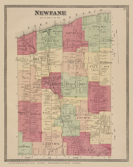 Newfane #47, New York 1875 Old Map Reprint - Niagra & Orleans Cos.