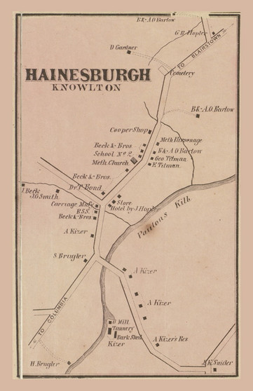 Hainesburgh Knowlton, New Jersey 1860 Old Town Map Custom Print - Warren Co.