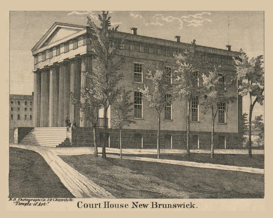 New Brunswick Court House, New Jersey 1861 Old Town Map Custom Print - Middlesex Co.