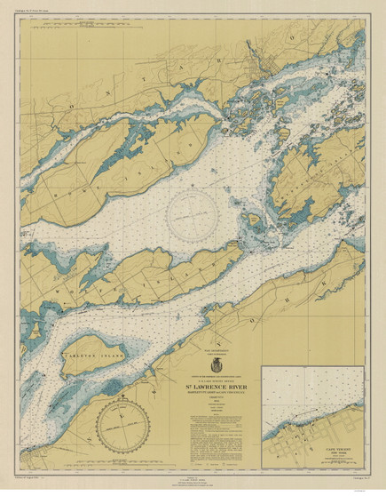 Bartlett Point to Cape Vincent 1946 St Lawrence River Nautical Chart Reprint 17 Great Lakes