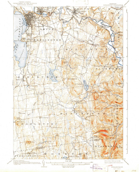 Burlington, Vermont 1906 (1943) USGS Old Topo Map Reprint 15x15 VT Quad 337894