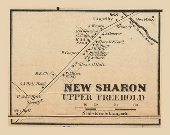 New Sharon  Upper Freehold, New Jersey 1861 Old Town Map Custom Print - Monmouth Co.