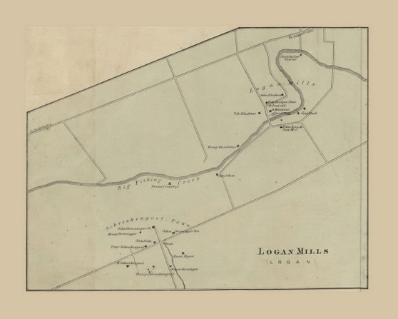 Logan Mills Village, Logan Township, Pennsylvania 1862 Old Town Map Custom Print - Clinton Co.
