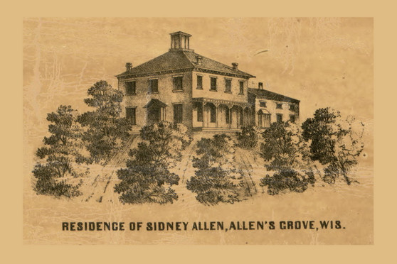 Allen Residence, Sharon, Wisconsin 1857 Old Town Map Custom Print - Walworth Co.