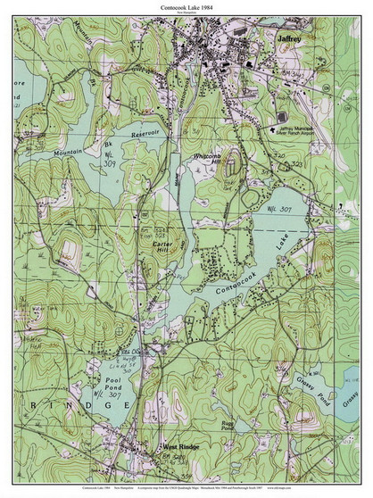 Contoocook Lake  1984 - Custom USGS Old Topo Map - New Hampshire - South West