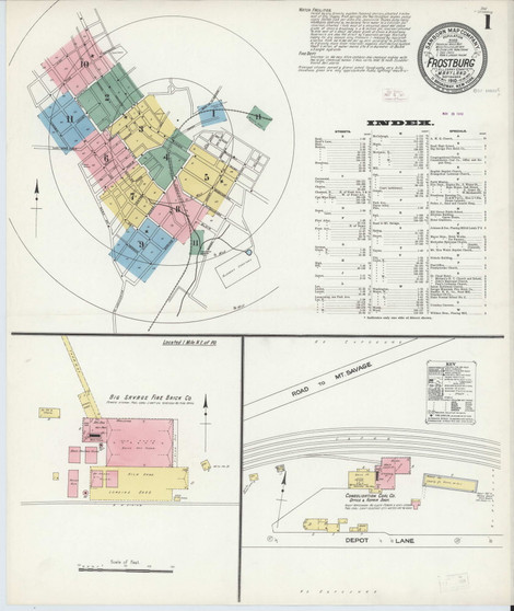 Frostburg, Maryland 1910 - Old Map Maryland Fire Insurance Index