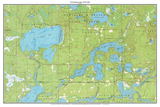 St Germain Lakes 1970-1982 - Custom USGS Old Topo Map - Wisconsin 4