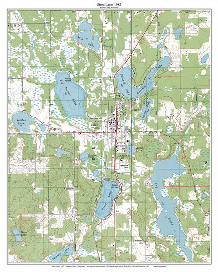 Siren Lakes 1982 - Custom USGS Old Topo Map - Wisconsin 6
