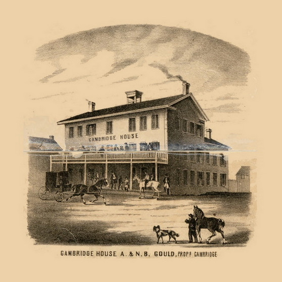 Cambridge House Illinois 1860 - Old Town Map Custom Print - Henry Co.