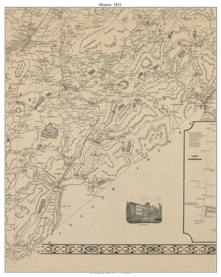 Monroe, New York 1851 Old Town Map Custom Print - Orange Co.