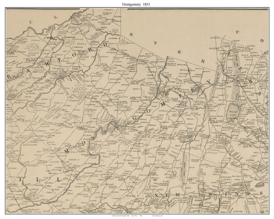 Montgomery, New York 1851 Old Town Map Custom Print - Orange Co.