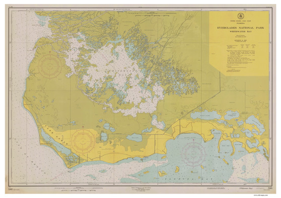 Everglades National Park and Whitewater Bay 1953 - Old Map Nautical Chart AC Harbors 598-11433 - Florida (Gulf Coast)