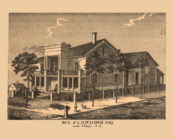 L.B. Pulcifer Esq Residence, Lake Village, New Hampshire 1877 Old Town Map Custom Print - Belknap Co.