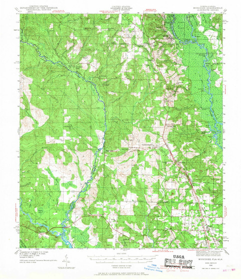 Muscogee, Alabama 1941 (1968) USGS Old Topo Map Reprint 15x15 FL Quad 347587
