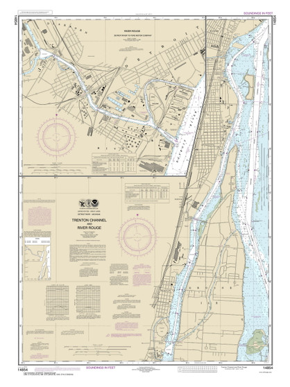 Trenton Channel and River Rouge 2016 Detroit & St Clair Rivers Harbor Chart Reprint Great Lakes 412
